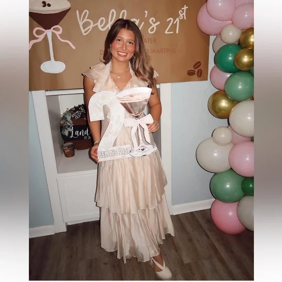 NWT Nordstrom CIEBON Stelanie Flutter Sleeve Tiered Cocktail Maxi Dress Sz S - Picture 10 of 15